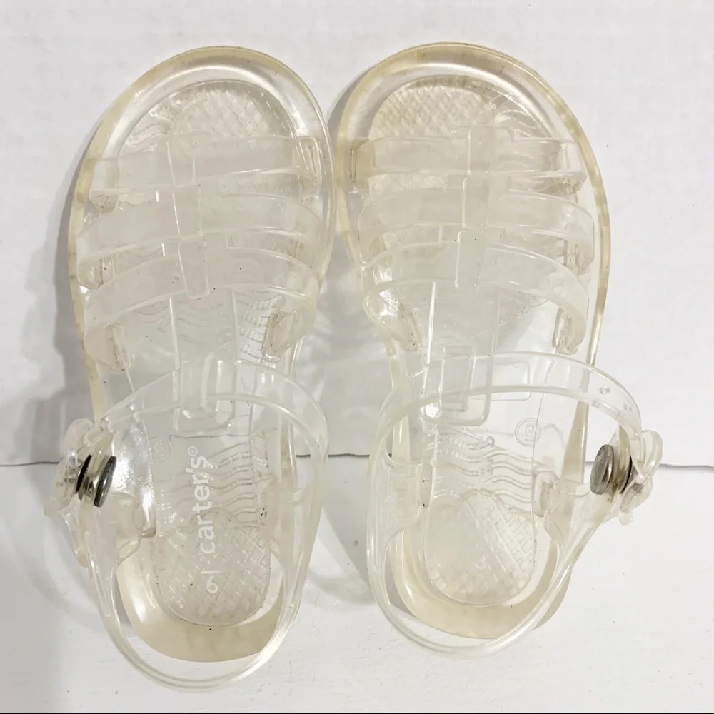 Carter's Fisherman Style Transparent Jelly Open Toe Strappy Sandals Snap Closure